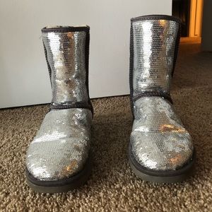 Silver Sequin Ugg Boots